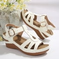 thumbnail image 5 of hoksml Women's T-Strap Wedge Sandals, Adjustable Buckle Ankle Strap, Casual Summer Shoes, Multiple Colors, 5 of 9