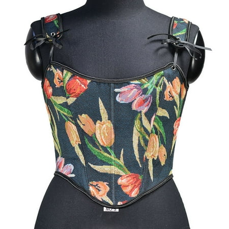Womens Corsets Victorian Bustier Top Plus Size Women Casual Sexy Eyelet Lace-up Floral Print Boned Jacquard Brocade Corset Waist Training Underbust Court Vintage Straps Tank Top Shapewear Size XXL