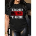 thumbnail image 1 of Casual Stylish Top for Black Women Featuring a Round Neck And Short Sleeves with Boxy Eye Letter Prints., 1 of 7