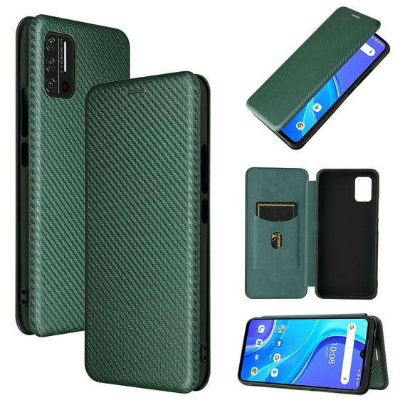 For UMIDIGI A7S Carbon Fiber Texture Horizontal Flip TPU PC PU Leather Case with Card Slot