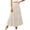 Beige, variant on Long Skirts for Women Cotton Linen Maxi Skirt, Solid Color Elastic High Waist, Loose Fit A-Line Long Skirt with Hem Stitching, Casual Boho Beach Skirt,Coffee S