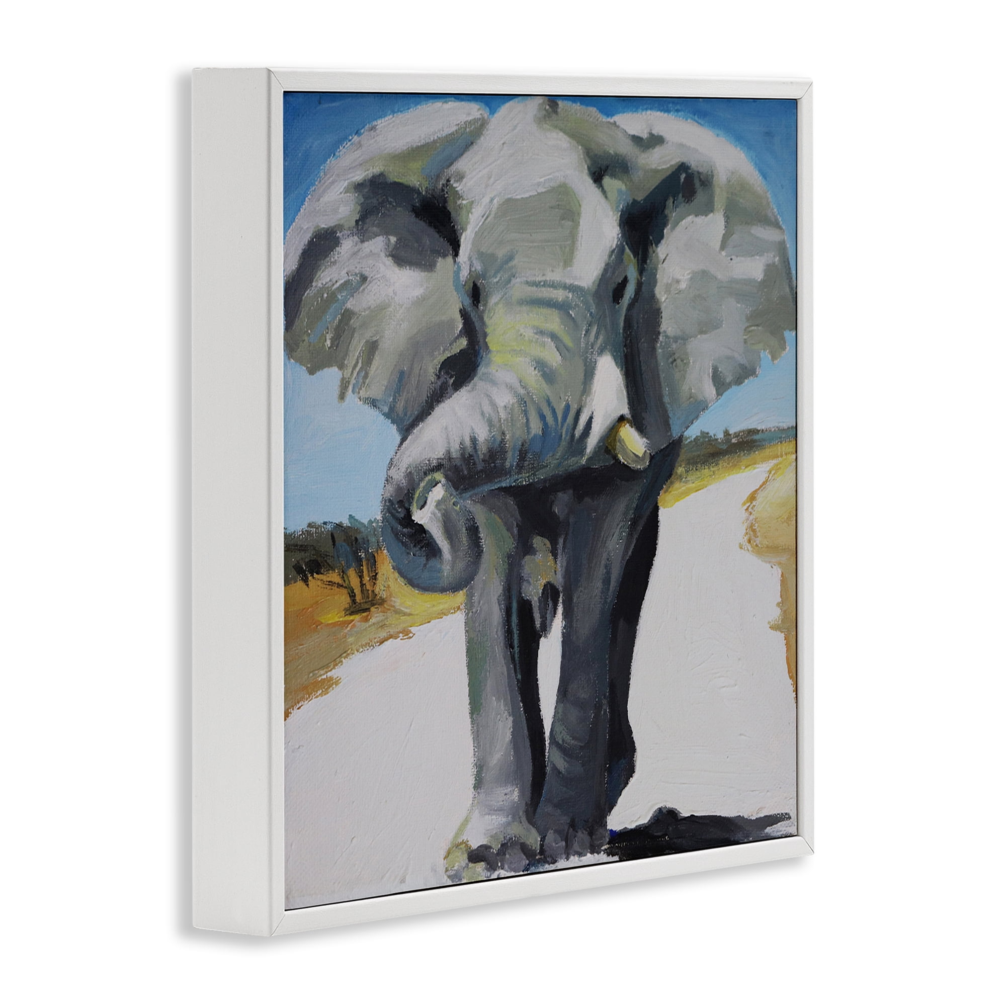 Stupell Industries Majestic Elephant on Path White Framed Giclee Art, design by Violeta Vollmer