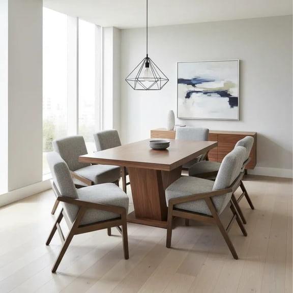 Comedor Dallas 6 Sillas SALVANTO Chapa De Nogal 160x100 cm