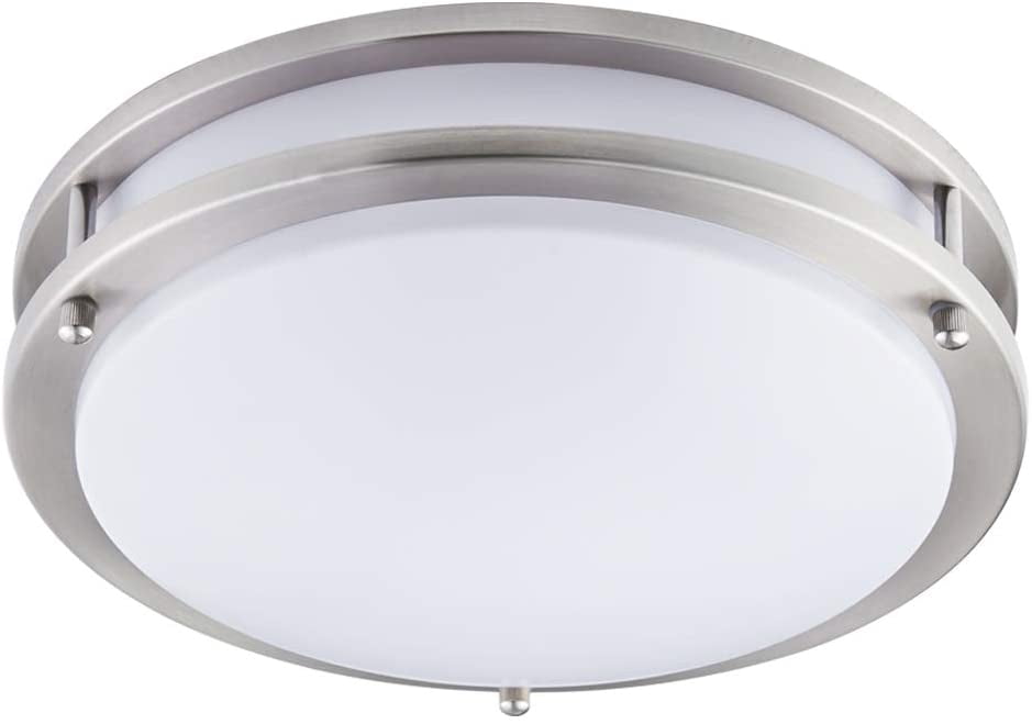 Kingbrite 12 Inch Led Ceiling Light Flush Mount Lighting Lamp Fixture Double Ring Round Brushed Nickel Finish Com Flush Mount Lighting Lamp Fixture, 12 Inch Round Led Light Fixture