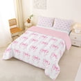 thumbnail image 2 of jejeloiu Pink Bows Queen Comforter Set,Cute Bowknot Bedding Comforter Set For Girls Kids Reversible 3-Piece, 2 of 7