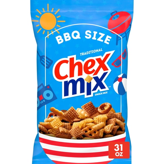 Chex Mix Traditional Original Recipe Snack Mix, Snacks, Tailgate Size, 31 oz