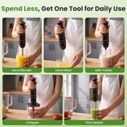 VAVSEA Immersion Blender, 1100W 5-in-1 Hand Blender, 24-Speed Stick Blender for Small Kitchen, Splash-Resistant Handheld Blender Mixer with Turbo Mode for Smoothies, Baby Food, Black