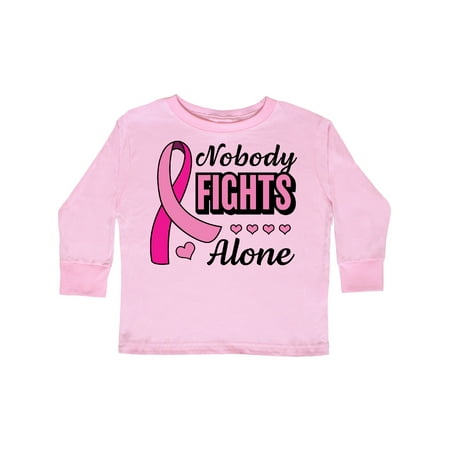 

Inktastic Breast Cancer Awareness Nobody Fights Alone Pink Ribbon Gift Toddler Boy or Toddler Girl Long Sleeve T-Shirt