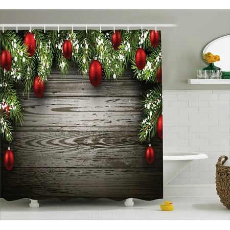 Christmas Shower Curtain Ornaments Nostalgic Historical Celebration And Reunion Religious Themed Print Fabric Bathroom Set With Hooks Red Brown By Christmas Shower Curtain Ornaments Nostalgic Historical Celebration And Reunion Religious Themed Print Fabric Bathroom Set With Hooks Red Brown By