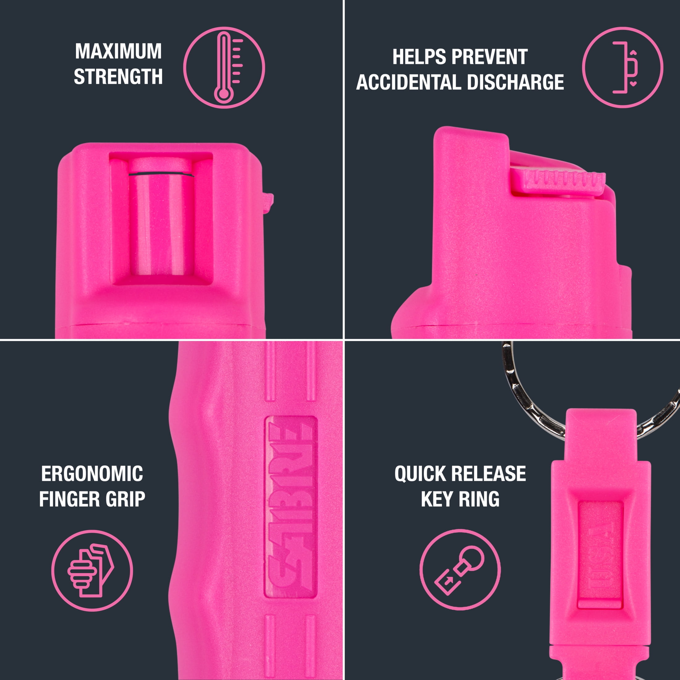SABRE Pepper Gel with Quick Release Keychain, Pink, 1 Ct, 0.54 oz, New, Pocket Pepper Sprays