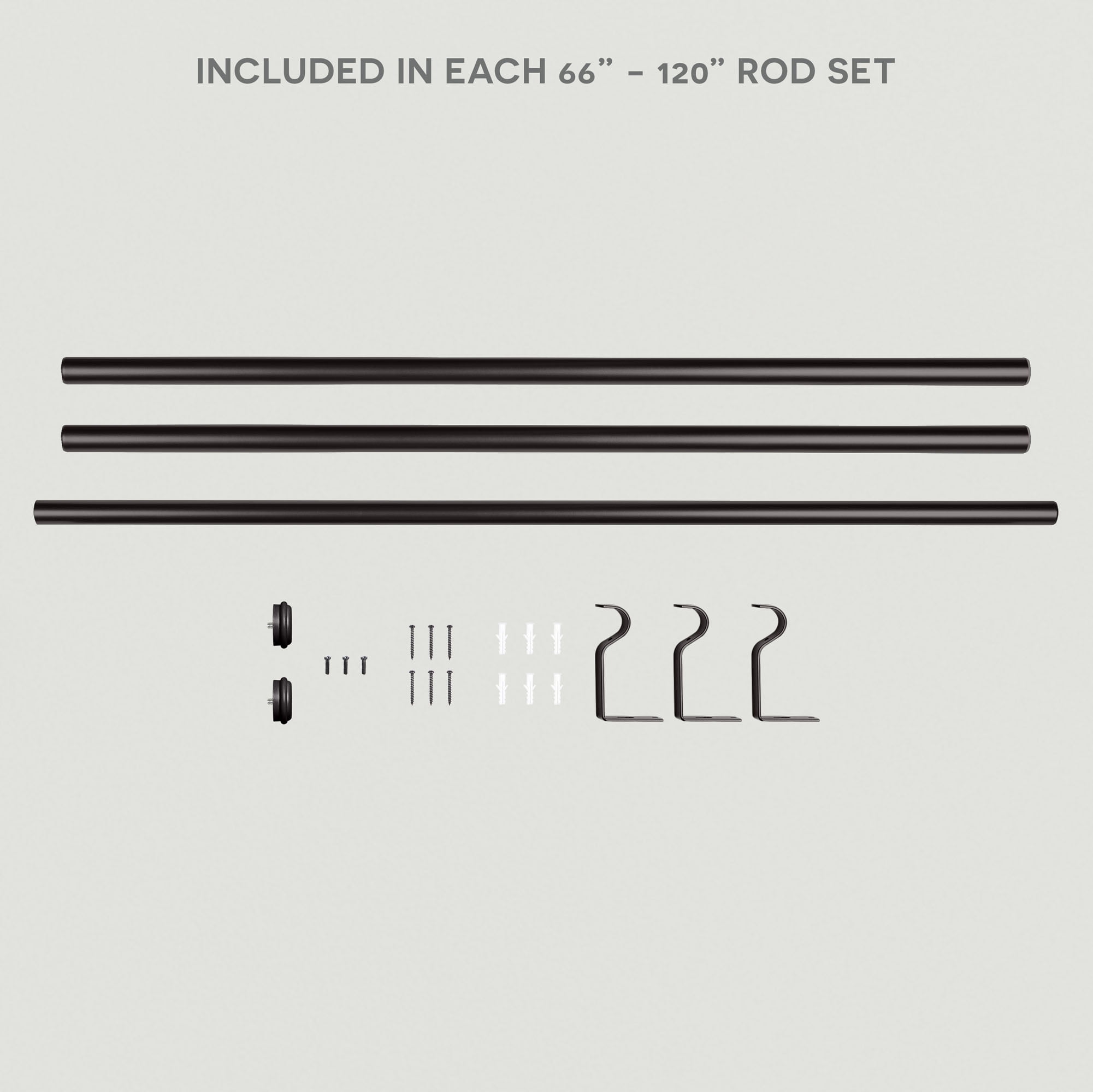 EXCLUSIVE HOME Topper 1" Curtain Rod and Coordinating Finial Set, Matte Bronze, Adjustable 66"-120"