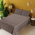 thumbnail image 2 of Ambesonne Abstract Fitted & Flat Sheet with Sham 3 Pcs Set, Triangles Stripes Lines, Twin, Indigo and Almond, 2 of 5