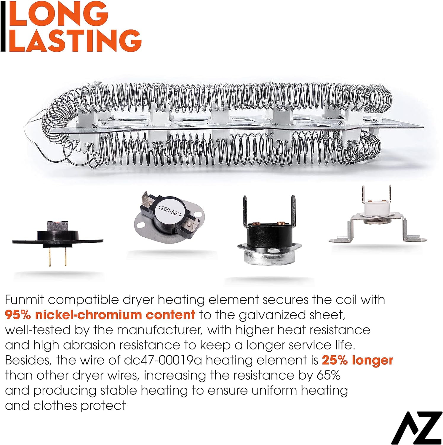 DC47-00019A 35001247 Replaces For Amana, Maytag, Samsung Dryer Heating Element With DC96-00887A DC47-00016A DC32-00007A DC47-00018A Thermostat,Thermal Fuse, Thermistor Kit