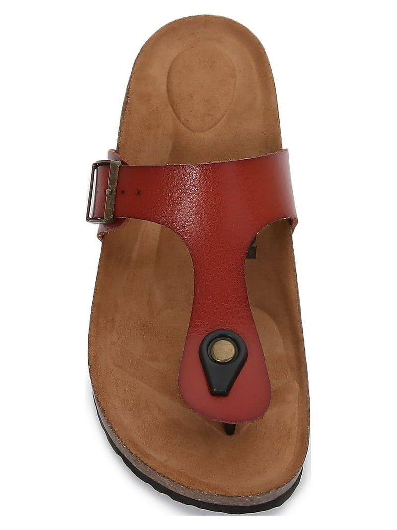 M&M Women Soft Cork Footbed PU Leather T Strap Sandals  display picture 3