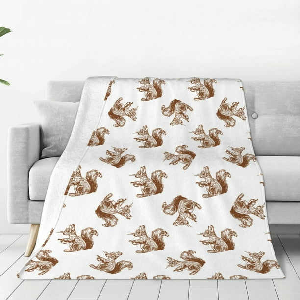 Balery Retro Squirrel Manta de Felpa Suave y Acogedora – Cobija de Franela Aterciopelada para Cama, Lavable y Cálida para Sofá, Mascotas, Transpirable-50"x40"