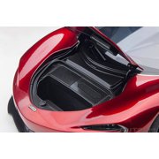 McLaren Speedtail Volcano Red Metallic with Black Top and Suitcase Accessories 1 18 Model Car by Autoart