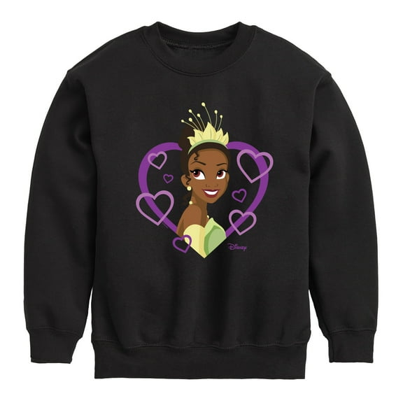 Disney Princess - Tiana Hearts - Boys and Girls Youth Crewneck Fleece Sweatshirt