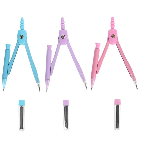 AURARMLET 3 Sets Professional Metal Drawing Compass with Circle Templates for Students School and Home Use