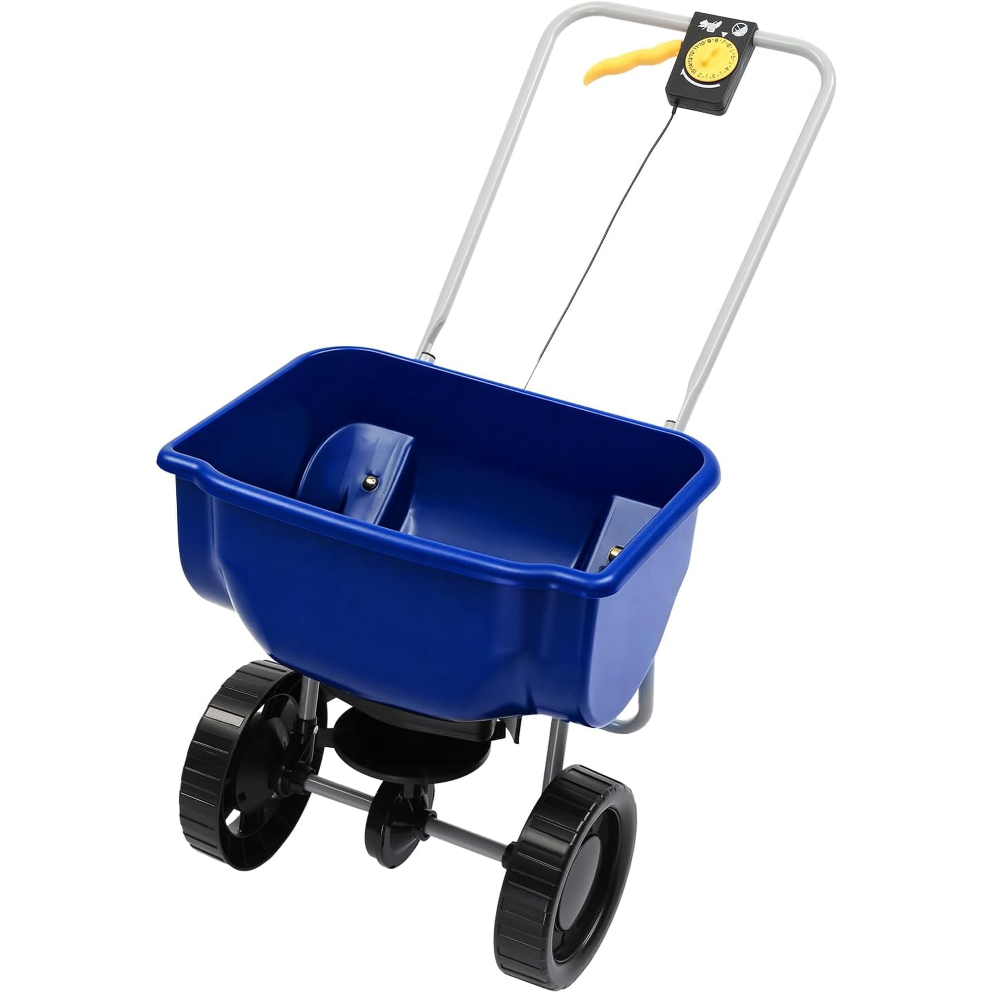 Neatifyes 70lbs Fertilizer Spreader with 15 Adjustable Drop Rate, Pre-Assembled Walk-Behind Seed Spreader, with 9" Tire for Multi-Terrain, Broadcast Spreader for Lawn Care & Seed Spreading (Blue)