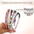 thumbnail image 2 of Unique Bargains 4pcs Teeth Comb Floral Pattern Headbands Tooth Comb Hair Hoop for Women Yellow Red Deep Pink White, 2 of 4