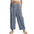 thumbnail image 6 of Stralyhd Leopard Barrel Pants for Women Baggy Elastic High Waisted Wide Leg Palazzo Pants Cheetah Print Flowy Casual Beach Vacation Pants with Pockets Light Blue 2XL, 6 of 8