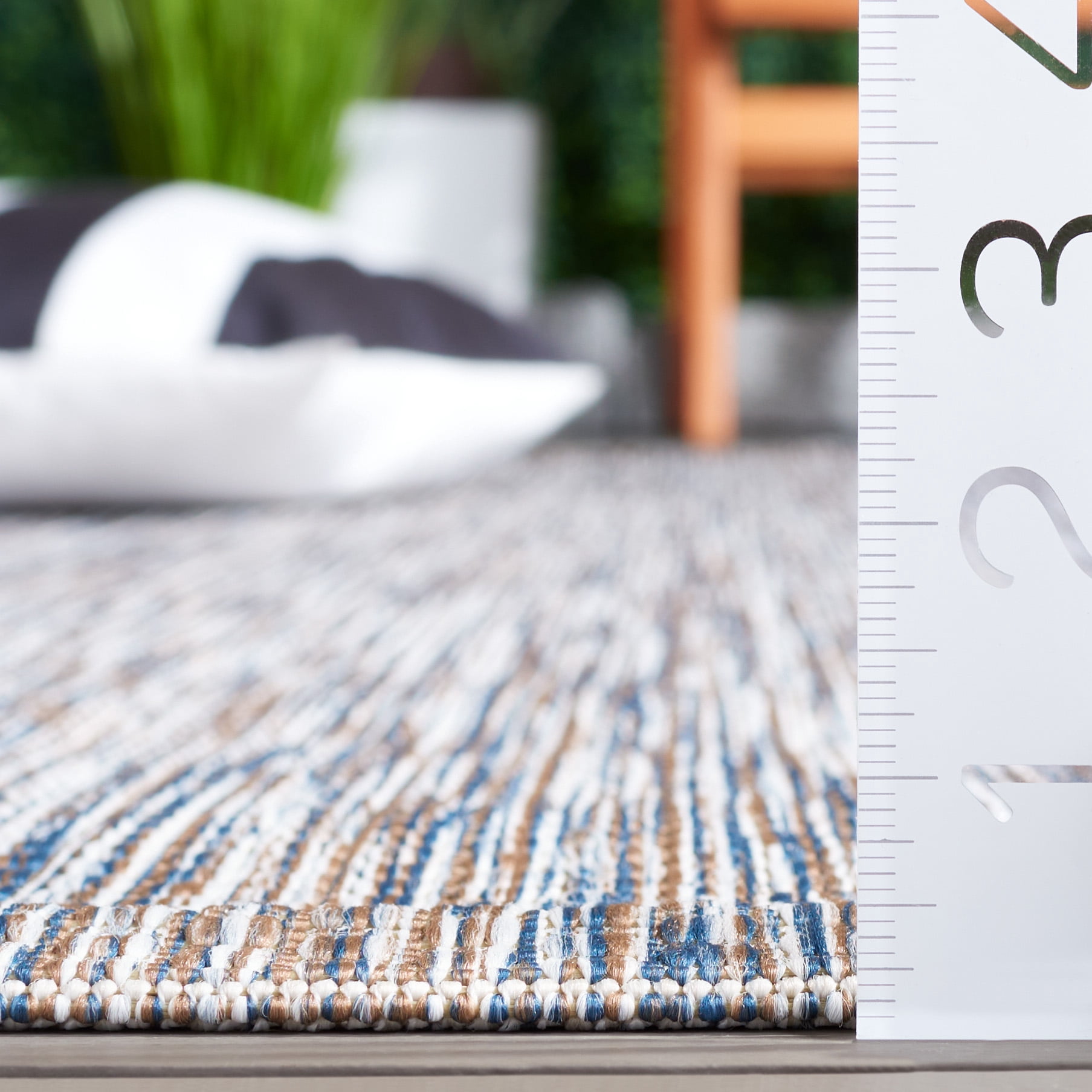 Safavieh Courtyard Emmeline Abstract Indoor/Outdoor Area Rug, Ivory Blue/Beige, 4' x 5'7"