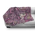 thumbnail image 2 of Modern Soft Flannel Fleece Blanket, Young Woman of Long Hair Beauty Feminine Design Wavy Hair Pinkish Tones, Cozy Plush for Indoor and Outdoor Use, 50" x 70", Dried Rose Pink Peach, by Ambesonne, 2 of 5
