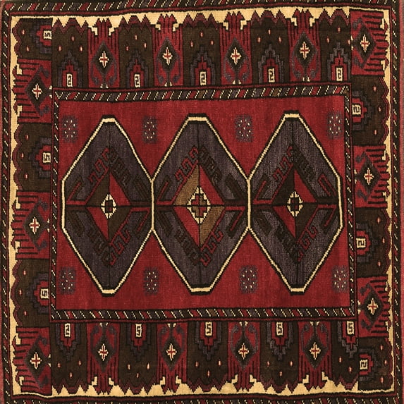 Ahgly Company Indoor Square Persian Brown Traditional Area Rugs, 5' Square