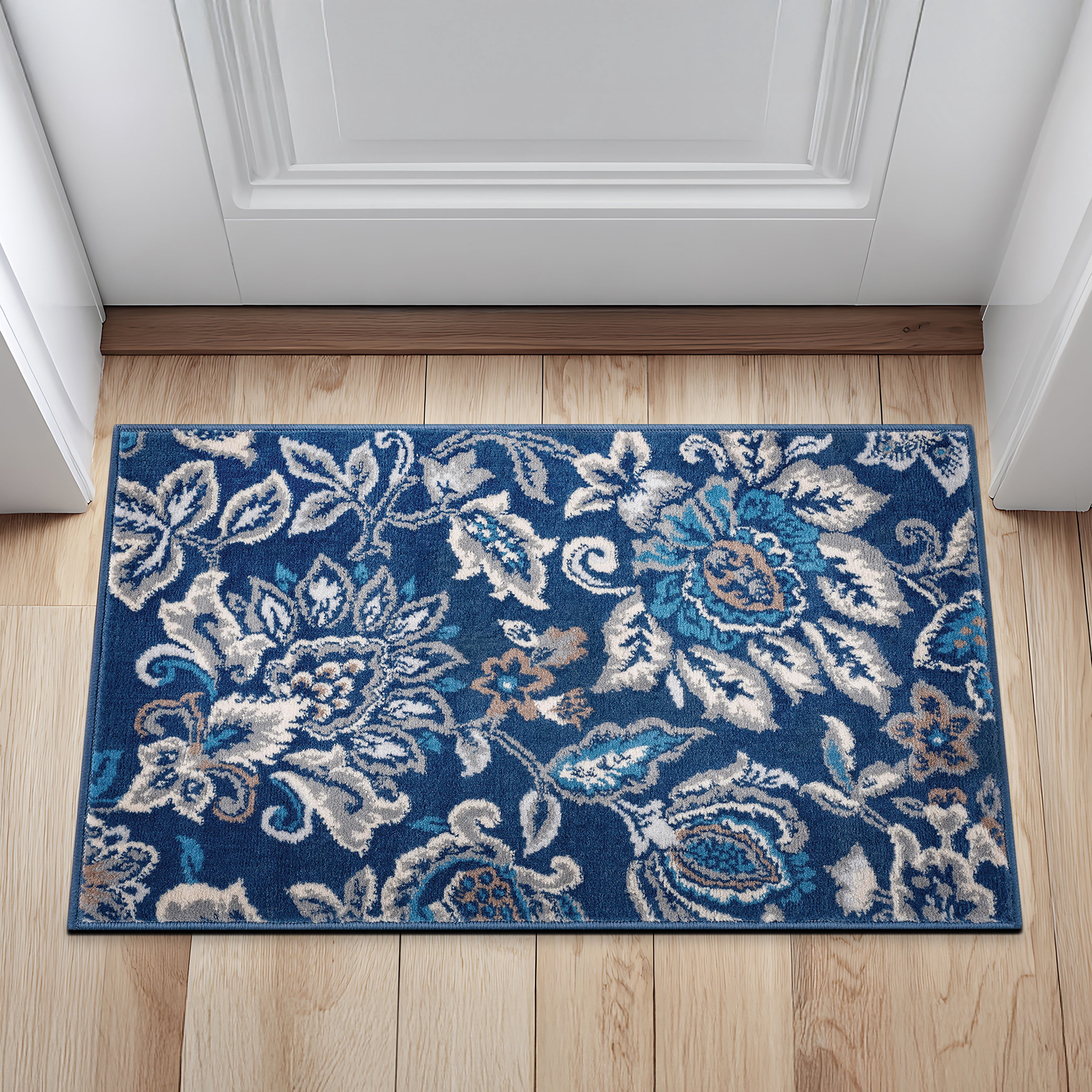 Madison Traditional 2' x 3' Dark Blue Polypropylene Indoor Area Rug