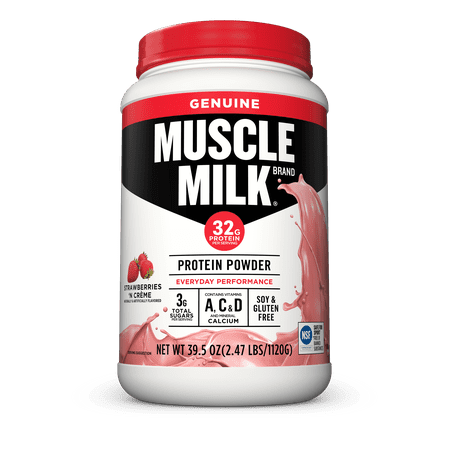Muscle Milk Lean Muscle Protein Powder, Strawberries & Cream, 32g Protein, 2.47