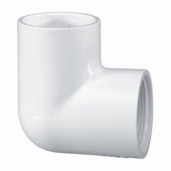 PVC Elbow, 90 Degrees, Socket x FNPT, 1/2 in Pipe Size