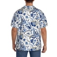 thumbnail image 3 of Sikiie Blue Paisley Men's Wrinkle Free Untucked Cuban Shirt Business Casual Button Down Shirts Short Sleeve ShirtX-Large, 3 of 5