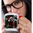 thumbnail image 2 of 3drose, a Raccoon Wearing a Santa Hat and Scarf, 15oz Two-tone Red Mug, 2 of 6