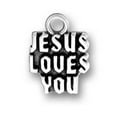 thumbnail image 1 of Sterling Silver 30" 1.2mm Box Chain JESUS LOVES YOU Word Pendant Necklace, 1 of 2