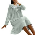 thumbnail image 6 of Aboser Flannel Victorian Nightgowns for Women Thermal Fuzzy Fleece Princess Sleepwear Winter Long Sleeve Nightdress Babydoll Collar Long Loungewear Y2k Pajama Dress, 6 of 9
