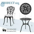 thumbnail image 3 of Withniture Patio Bistro Set 3 Piece Outdoor, All Weather Bistro Table and Chairs Set of 2 with Umbrella Hole Black, 3 of 10