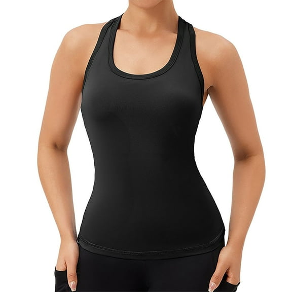 Lixiuxyad Women's Camisole Women's Solid Color Yoga Vest Sports Quick Drying Vest(Black L)