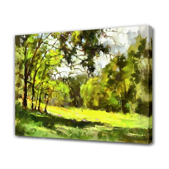 Green Forest Oil Painting Canvas Poster Bedroom Decor Sports Landscape Office Room Decor Gift,Frame-style,12x18inch(30x45cm)