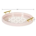 thumbnail image 5 of Kate and Laurel Caspen Glam Decorative Serving Tray, 15.5 Inch Diameter, Pink and Gold, Decorative Tray with Round Shape and Polished Gold Metal Handles for Storage and Display, 5 of 8
