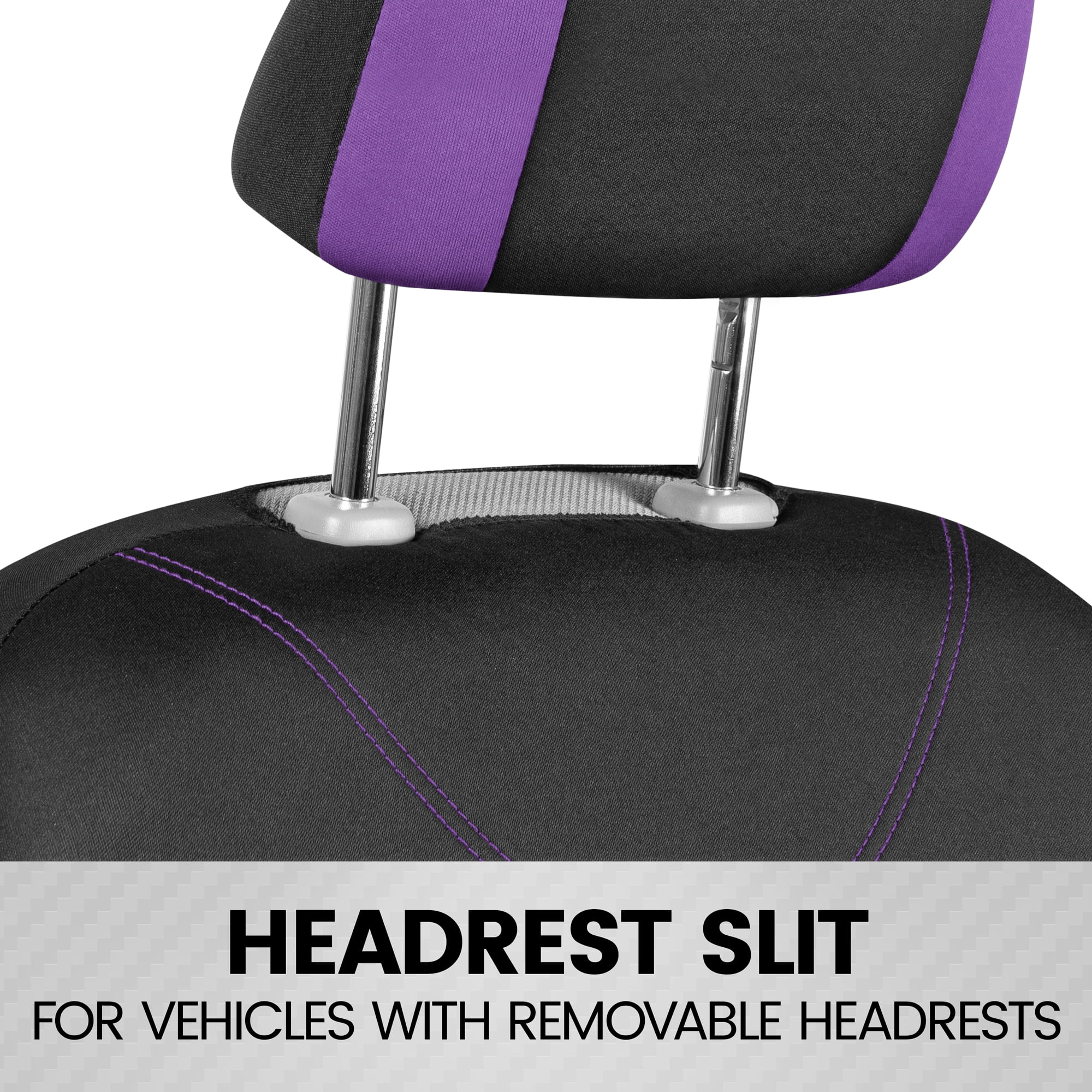 BDK UltraSleek Purple Seat Covers for Cars Full Set, Two-Tone Front Seat Covers with Matching Back Seat Cover, Stylish Car Seat Covers with Split Bench Design, Automotive Interior Covers
