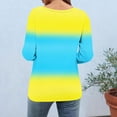 thumbnail image 4 of thefmos Women's 3/4 Sleeve Gradient Pullover Tops Summer V Neck Flowy Casual Blouses Loose Fit Cute Trendy Tshirt Basic Work Clothes, Yellow S, 4 of 6