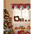 thumbnail image 4 of Red Christmas Snowman Tie Up Valances Curtain, Xmas Ball Pine Tree Snowflake Wood Grain Adjustable Rod Pocket Short Window Treatment Tie Up Curtains Valances for Kitchen Living Room Bathroom 60x18 In, 4 of 9