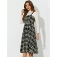 thumbnail image 2 of DARING DIVA Plaid Overalls Vintage Sleeveless A-Line Pinafore Dress XS Black, 2 of 6