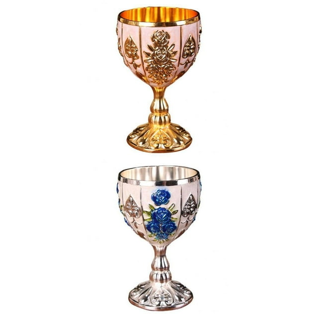 2x Wine Goblet Wine Embossed Cup Elegant Cup Glass Drinkware Baoblaze none