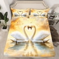 thumbnail image 2 of Castle Fairy Teens Adults Animal White Swan Full Size Sheets 4-Piece,Romantic Couple Lover Breathable Bed Sheets,Happy Valentine's Day Lightweight Sheet Sets,Breathable Home Decor, 2 of 7