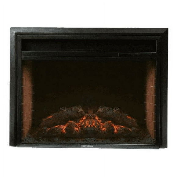 Furrion LLC Fireplace Insert F2653BCFW Greystone; Electric Fireplace With Crystals; 26.38 Inch Glass Viewing Area; Plug-In Mount; 120 Volt; Black; With Remote Control/Trim Kit