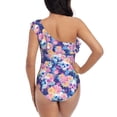 thumbnail image 5 of Sikiie graffiti style Skull flower Print Women One Piece Swimsuits Tummy Control One Shoulder Bathing Suits Ruffle Swimwear, From S to XXL-X-Large, 5 of 6