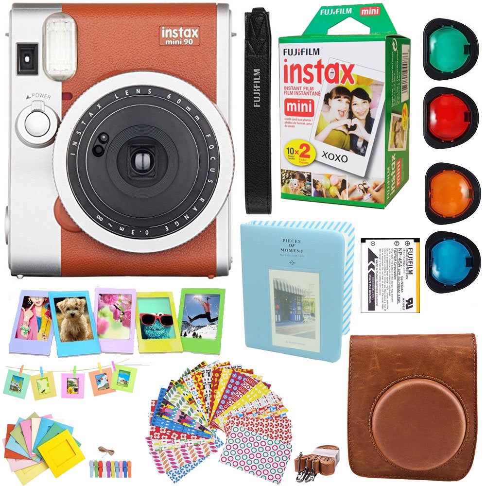 Fujifilm Instax Mini 90 Neo Classic Instant Film Camera (Brown) + Fuji