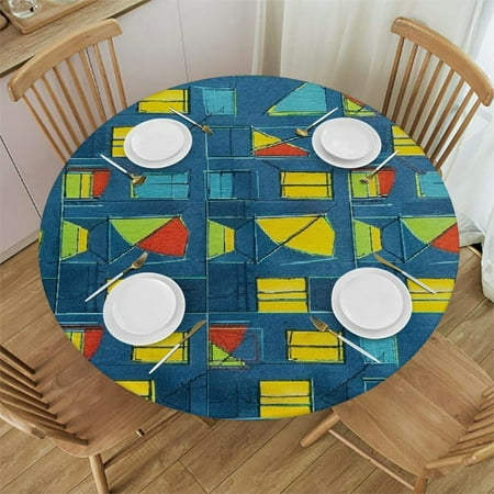 

Orinice Geometric Shapes Round Table Cover Stain Resistant Washable Indoor Outdoor Tablecloth Kitchen Dining Wedding Parties Waterproof Fabric 100% Polyester 42-46