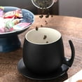 thumbnail image 4 of Matsuzay Taza para desayuno, tazas de té, juego de café negro mate imprescindible para las mañanas, fácil de limpiar Juegos de servir café y té Blanco, 4 of 6